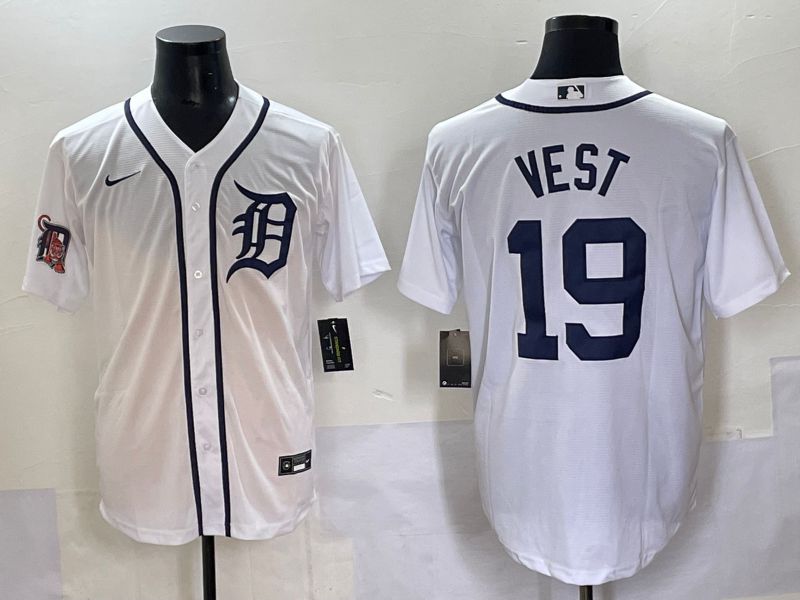 Men 2025 Detroit Tigers 19 Vest White Game Nike MLB Jersey style 2